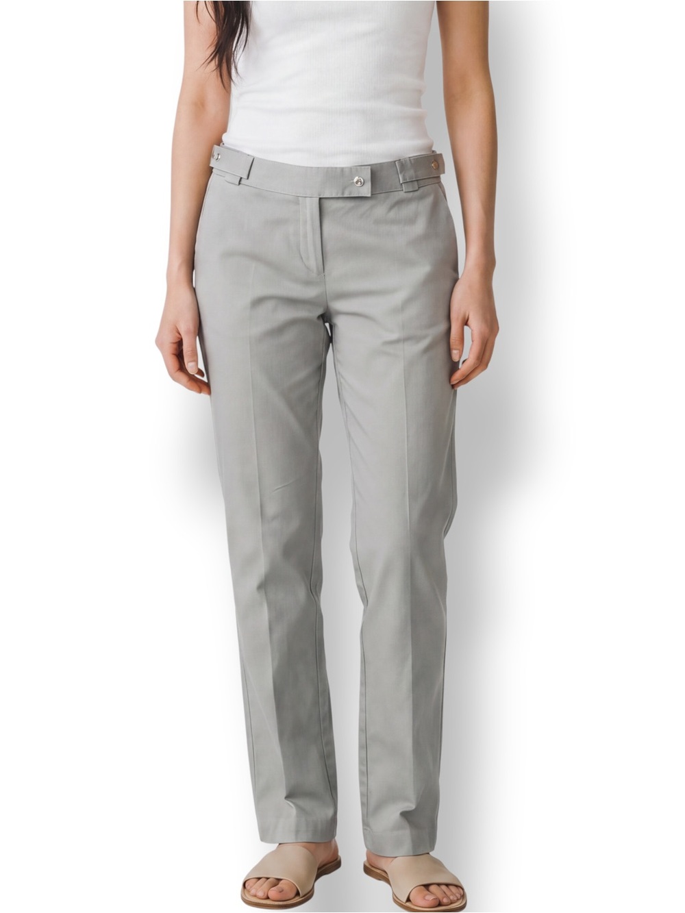 4/$20 Imperial Made in Italy Gray Straight Leg Dress Pants Snap Waist Detail L
